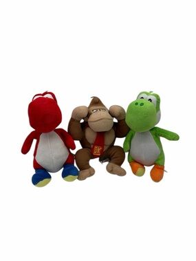 Nintendo Super Mario Set Of 3 Plush Toy Red Yoshi, Donkey Kong, Green Yoshi